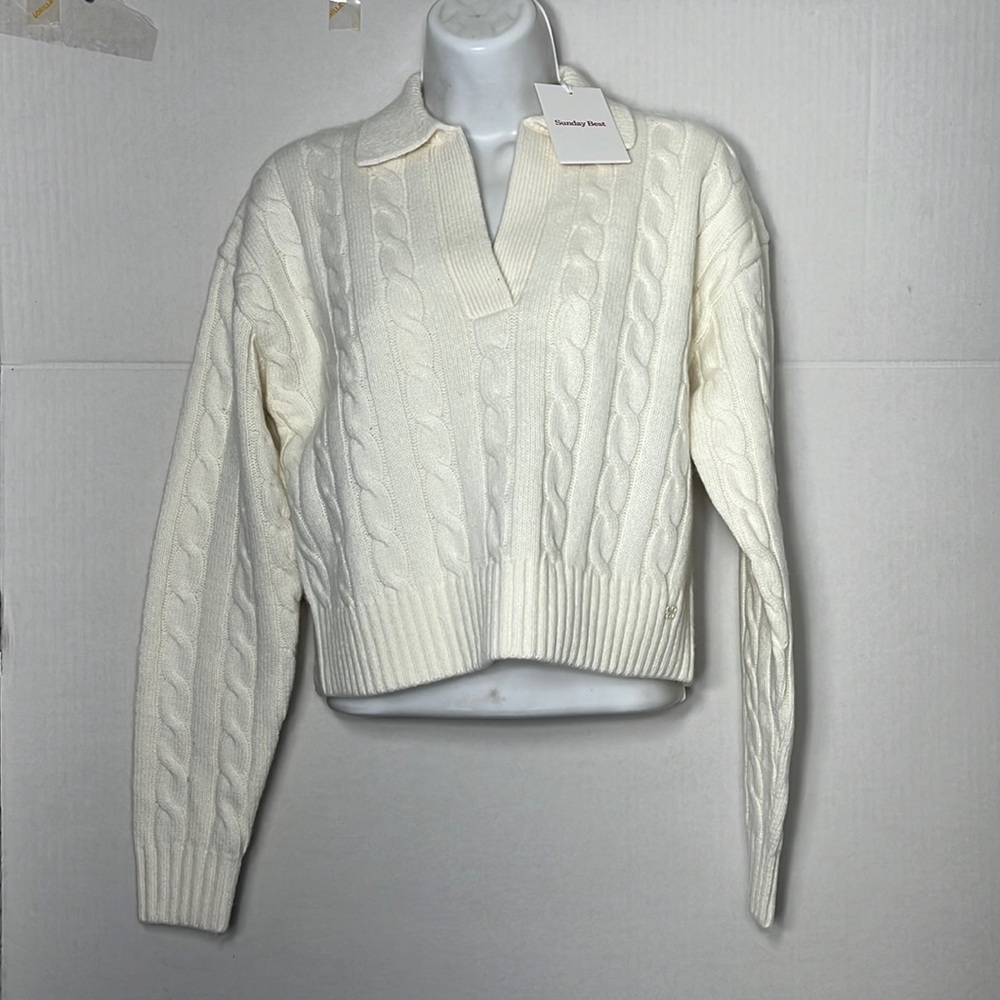 NWT Aritzia color whisper white Lottie Sweater 0793 - Picture 4 of 7